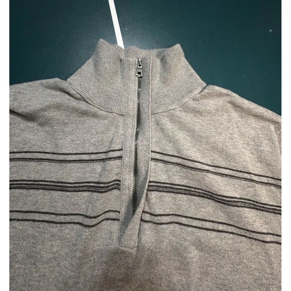 Banana Republic Sweater 1/4 Zip Mens Large Long Sleeve Pullover Mock Neck Gray‎